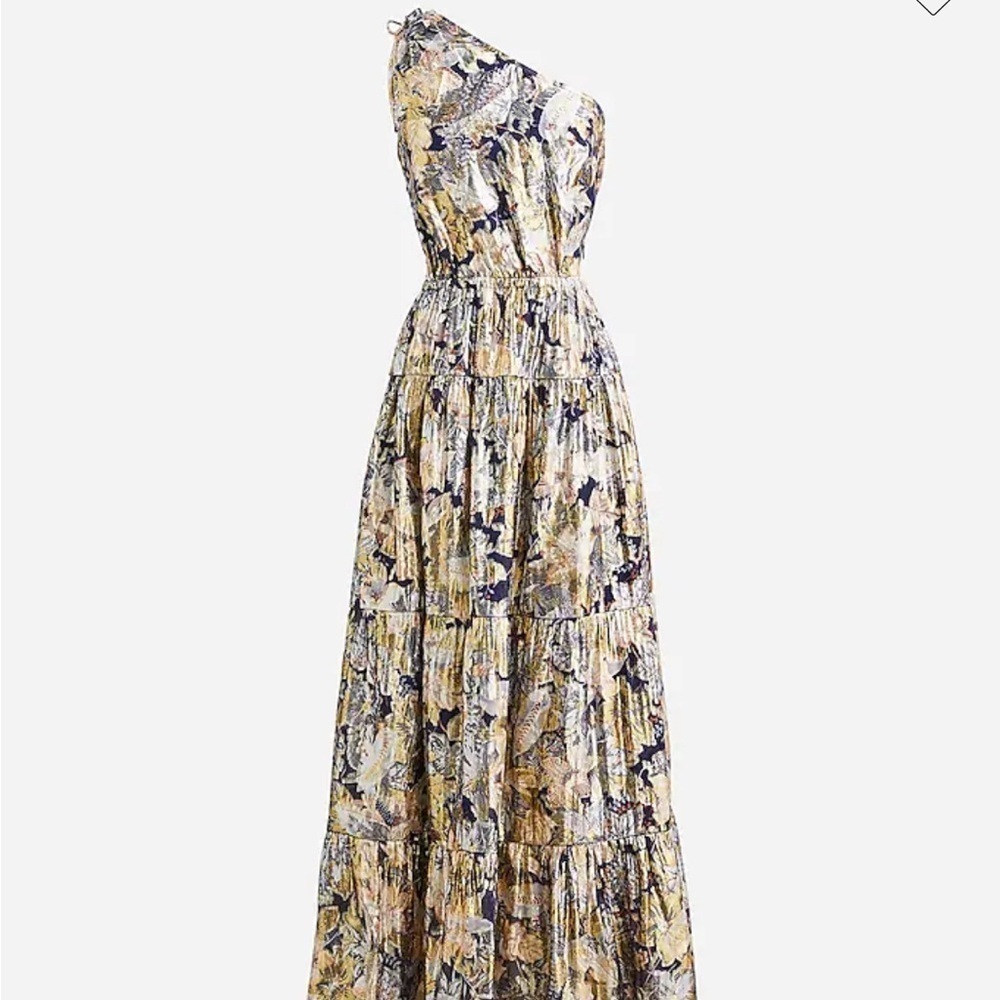 J.Crew Collection One Shoulder Silk / Lurex Dress Size 6